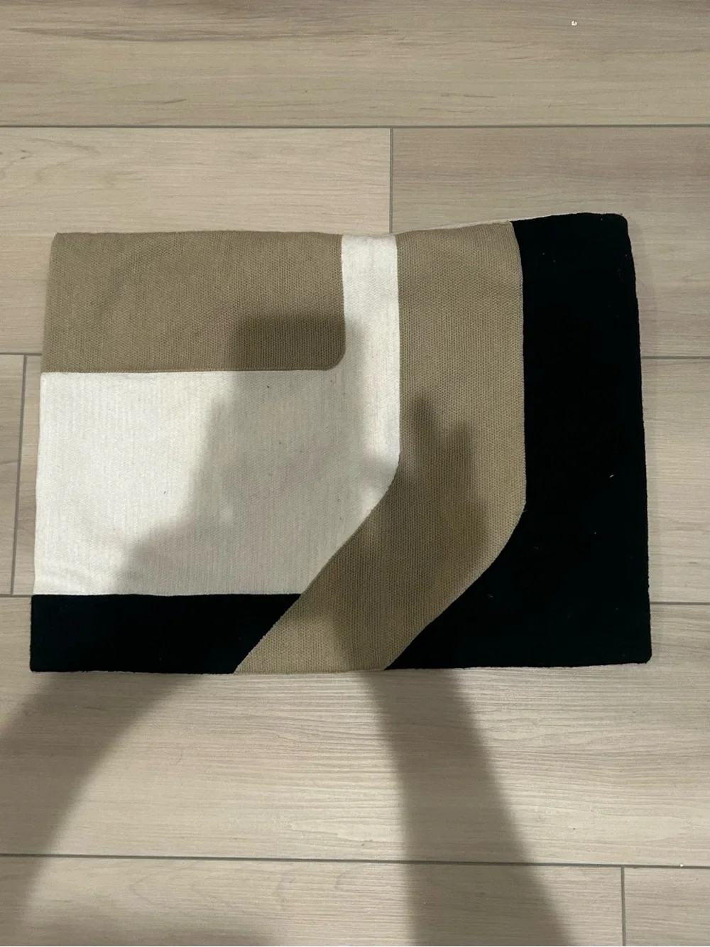 Minimalist Canvas Pillow Cover in Black, Tan & Cream for 14” x 20”pillow